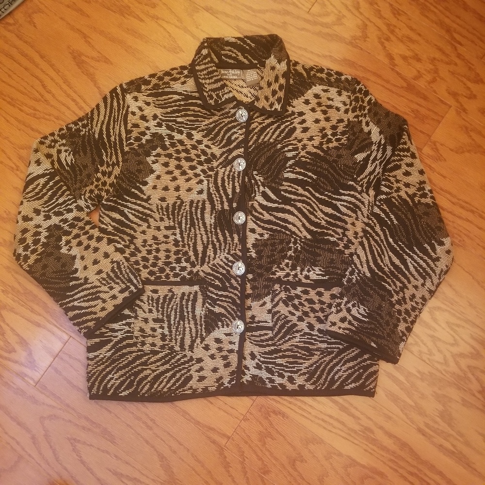 PL Jane Ashley Animal Print sweater Jacket